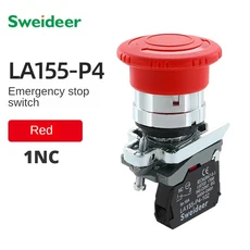 XB4 22mm 버섯 비상 정지 버튼 스위치 10A 키 전원 푸시 1NC 1NO 시작 빨간색 녹색, 06 Emergy stop 1NC
