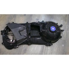 六代勁戰 水冷BWS AUGUR FORCE2.0 亮面黑傳動蓋 卡夢進氣蓋組 (含音叉片), 1個, 卡夢外蓋+烤亮面黑傳動內蓋(贈音叉片)