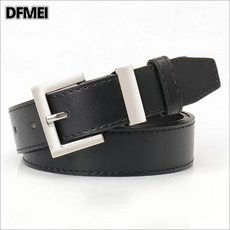 DFMEI 簡約皮帶配牛仔褲時尚極簡氧氣感裝飾白色腰帶禮服