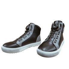 ACOOL鞋庫文創 B251增高車靴 真皮防摔重機騎行靴 快脫設計, 黑豹【黑灰】,46(29.5)