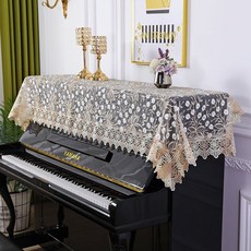 歐式刺繡蕾絲鋼琴防塵蓋布, 1個, 搖錢樹-咖,單人凳60*60cm斜舖