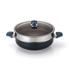 HAPPYCALL Classic經典鑽石藍派對炒鍋 + 鍋蓋 + 蒸籠組, 派對（30cm），蓋子（30cm），蒸籠（30cm）, 藍色, 1套