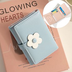 韓版新款花朵錢包可愛短款三折零錢包學生銀行卡包三合一薄款錢夾