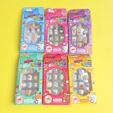 까망콩 러블리 네일팁 아동용 네일아트 스티커 KC 어린이 키즈손톱 꾸미기 여아 생일 선물, 진분홍