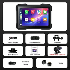 Jansite 5'' 오토바이 네비게이션 디스플레이 화면 무선 안드로이드 디지털 대시보드 IP67 듀얼 블루투스, 01 없음, 01 B-Carplay DVR TPMS