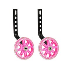 單車玩家 閃光自行車輔助輪/側輪 免電池發光 靜音PU輪 適用12~20吋 兒童腳踏車輔助輪 腳踏車側輪 自行車閃光輪, 粉色, 1套, 11cm