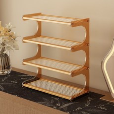 CUBBYCASE 데스크탑 수납 선반 배수 컵걸이 럭셔리 다층 정리대 사무실 책상 주방 식탁 수납 미니 정리 선반, 4단, 내추럴색