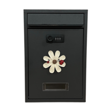 密碼鎖信箱 21.5x8.5x32cm 波斯花信箱, 密碼鎖黑-白波斯