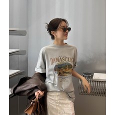 다바걸 버트프린팅박시티셔츠