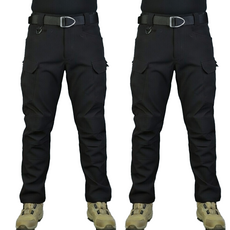 1+1 봄 여름 고급 스판 IX7 튼튼한 전술 바지 작업복 택티컬 등산 낚시 외출 춘추 전술복 작업, 블랙+블랙(봄)