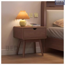 床頭櫃北歐現代家用小型臥室儲物櫃床邊置物架收納櫃實木床頭櫃收納櫃臥室儲物櫃, 1個, 單抽款【實木】原木色,整裝