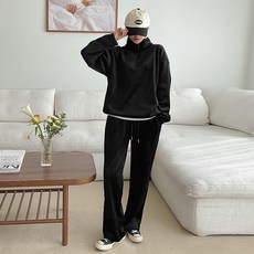 OVER NINE 女款鵝絨燈芯絨保暖半拉鍊帽T長褲組