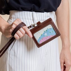 Woodman 經典真皮證件夾 深咖啡 直橫兩款可選 刻字, 1個, 橫式-深咖啡,頸繩