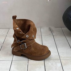 兒童機車靴 磨砂反絨皮中筒靴