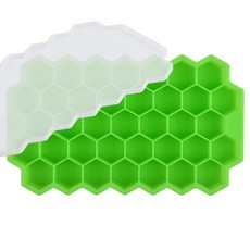 실리콘 벌집 아이스 큐브 트레이 이동식 뚜껑 실리카 젤 아이스 큐브 몰드 BPA, GreenWithCover