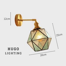 HUGO LIGHTING 鑽石角壁燈，幾何玻璃造型設計，居家裝飾照明, 水藍 / 壁燈