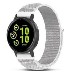Koazon Garmin Vivoactive 5/6/3 20mm와 호환되는 후크 앤 루프 나일론 시계 밴드 부드럽고 신축성 있는 라이트웨이트 스포츠 조절 가능한 교체 스트랩, 연회색