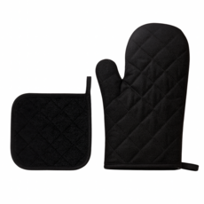 모노오프 두꺼운 내열 오븐장갑 패드세트, 1세트, 블랙