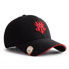 MQUM 刺繡高爾夫球帽, 黑色 紅色, 1個