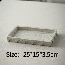 Wabi-Sabi 風格復古米色仿旅行托盤，桌面擺件，民宿樣板間浴室收納裝飾盤, 小