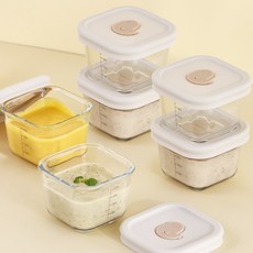 네오플램 꼬밀 눈금 이유식 보관용기 세트 6P 240ml, 아이보리 6P, 1세트