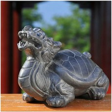 용 거북 장식품 장수 풍수 조각상 블루스톤 공예품, 1개, A형 25x14x17cm
