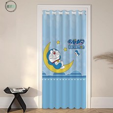 墟里居 空調門簾隔斷簾防冷氣家用免打孔伸縮桿衛生間臥室隔熱擋風遮擋簾, 哆啦A夢11【絨布】,適合55-80門寬】簾寬120*高150