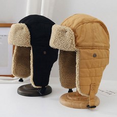 포근한 양털 귀달이 모자 겨울 캐주얼 방한 군밤모자SU, 1개, 블랙