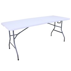 JS居家生活 六尺手提式對摺折疊桌 W180 x D70 x H73cm - 戶外露營野餐必備, 象牙白色