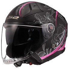 LS2 Helmets 오픈 페이스 인피니티 II 헬멧 (매트 블랙 - XS) 336696, XX-Large, 연꽃 매트 블랙/핑크