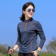 봄 가을 여자 운동 헬스복 상의 슬림핏 통기성 여성 등산복 반집업 긴팔티 여성용 아웃도어 긴팔티 YSQ