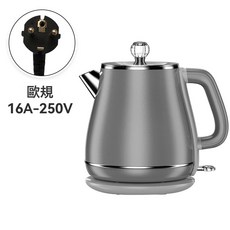 304不鏽鋼電熱水壺家用1.8L雙層智能自動斷電, 灰色:需自備轉接頭