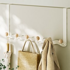 노제 문 뒤 걸이 다기능 수납용 옷걸이 구멍 없이 걸 수 있는 옷걸이 가방 걸이 흰색, 흰색 6구, 1개
