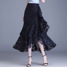 라인댄스의상 레이스 롱스커트 캉캉 프릴 치마 사교 왈츠 JoYouth
