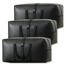 루다앙 대용량 이사가방 방수 접이식, 3개, 시크 블랙