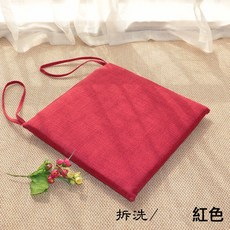 DFMEI 四季亞麻坐墊椅墊棉麻坐墊居家餐椅坐墊學生墊辦公椅綁帶防滑坐墊, 拆洗紅色