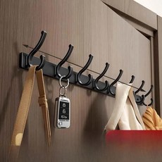 현대적인 미니멀리스트 알루미늄 옷걸이 벽걸이형 현관문 이동식 무타공, 1개, 12. 검정색 - 작은 피닉스 꼬리 8개 후크