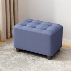 Arsjuo 현관 의자 원목 가죽 쇼파 풋 스툴, 1개, 블루