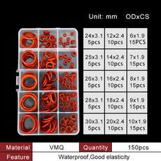 고무패킹 고무링 세트 VMQ NBR 씰 링 실리콘 키트 두께 1.9 / 2.4 3.1mm 니트릴 고무 O-링 가스켓 씰링 O 세트-.-, [02] Silicone-BVR150-15G