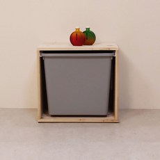 다이스 원목 미니 수납장 1열 1단, 그레이