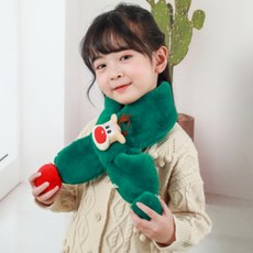 크리스마스 루돌프 털 목도리, 그린, 1개