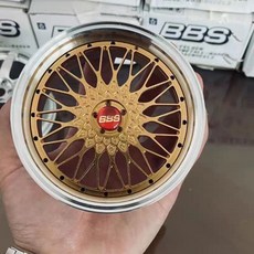 賽鋒模型 BBS 鋁合金鍛造輪圈 模型 改裝擺件 RAYS 掌中寶 仿真, BBS RS 金, 1個