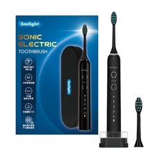 Smilight 音波電動牙刷 5種模式 3檔力度 70天續航 IPX7防水, 黑色, 1個, SEA357-2
