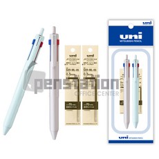 유니 제트스트림 507 3색 볼펜 2개 +흑색 리필심 2개 세트, 1개, 0.5mm 아이스블루1개+그레이지1개+리필2개 세트