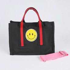 女士 SMILE 帆布高爾夫球袋 手提包 高爾夫托特包, 黑色