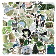 올리브파티 감성 캐리어 노트북 여행 방수 스티커 세트, 1세트, 그린포레스트