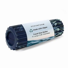 Oceanfoam Ripple 여행용 폼 롤러 27.9 x 8.5cm11 3.35인치 물리 치료 딥 티슈 마사지 허리 통증 고밀도 인체 공학적 웨이브 질감 요가 필라, 다크 네이비, 헌터 및 씨폼 마블드 467216