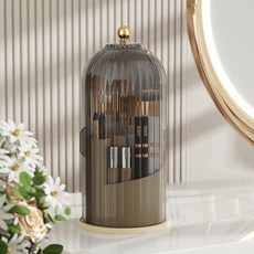 Tiger Pavilion 방진 회전형 메이크업 브러시 정리대, 밀크 화이트 + 블랙, 1개