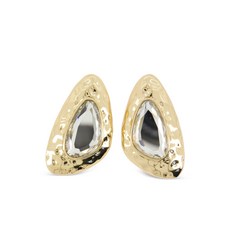 셀프포트레이트 크리스털 장식 해머드 이어링