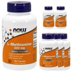 NOW Foods 游離型甲硫氨酸膠囊 500mg, 100顆, 6罐